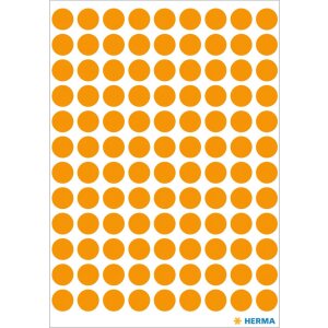Viacúčelové etikety oranžové Ø 8 mm okrúhly papier matný 540 ks.