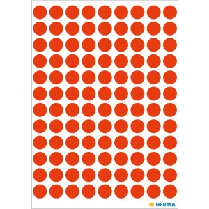 Viacúčelové etikety červené Ø 8 mm okrúhly papier matný 540 ks.