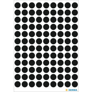Viacúčelové etikety čierne Ø 8 mm okrúhly papier matný 540 ks.