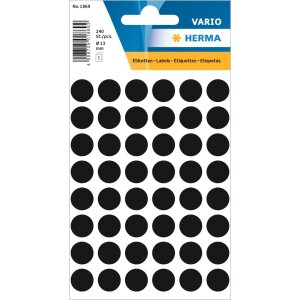 Viacúčelové etikety čierne Ø 12 mm...