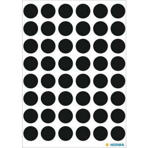 Viacúčelové etikety čierne Ø 12 mm okrúhly papier matný 240 ks.