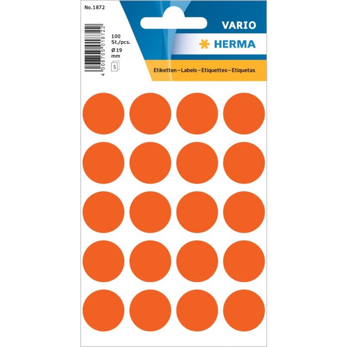 Viacúčelové etikety VARIO červené bodky 19 mm