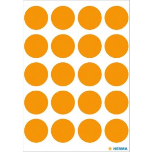 Viacúčelové etikety oranžové Ø 19 mm okrúhly papier matný 100 ks.