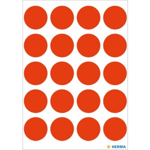 Viacúčelové etikety červené Ø 19 mm okrúhly papier matný 100 ks.