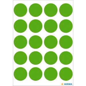 Viacúčelové etikety zelené Ø 19 mm okrúhly papier matný 100 ks.