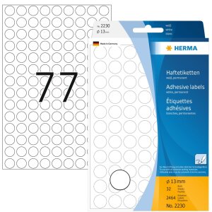 Viacúčelové etikety biele Ø 13 mm...