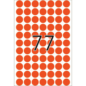 Viacúčelové etikety červené Ø 13 mm okrúhly papier matný 2464 ks.