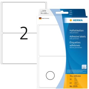 Viacúčelové etikety biele 74x105 mm papier matný 64 ks.