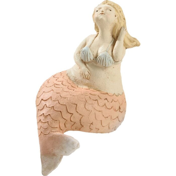 20KO1465 Mascagni dekoratívna figúrka morská panna oranžová 12,3x20,5x18 cm