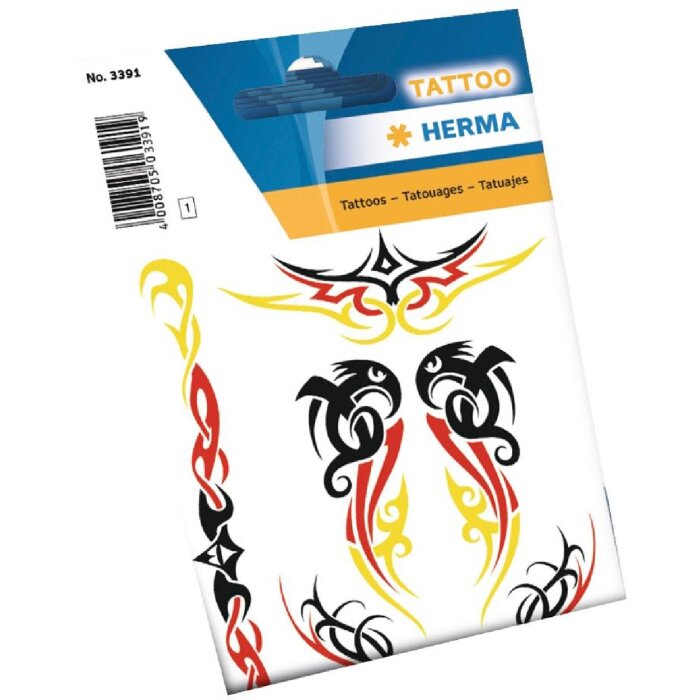 HERMA Tattoos DEUTSCHLAND TRIBALS, Wasserfest, mit Hautöl entfernbar, 1 Blatt