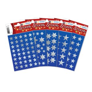 HERMA nálepka hviezdy 5-hroté, strieborná Ø 22 mm