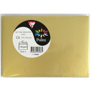 Clairefontaine Peľové obálky C6 5 kusov rôznych farieb 120g/m²