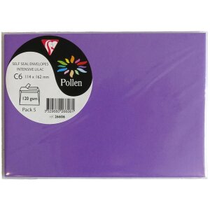 Clairefontaine Peľové obálky C6 5 kusov rôznych farieb 120g/m²