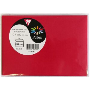 Clairefontaine Peľové obálky C6 5 kusov rôznych farieb 120g/m²