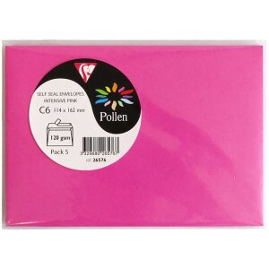 Clairefontaine Peľové obálky C6 5 kusov rôznych farieb 120g/m²