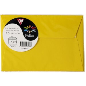 Clairefontaine Peľové obálky C6 5 kusov rôznych farieb 120g/m²