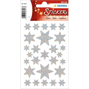 Nálepky STARS strieborné na fólii