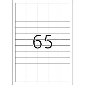 Štítky Premium A4, biely matný papier 38,1x21,2 mm 6500 ks.