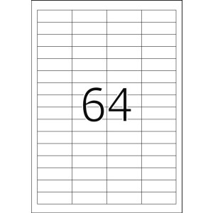 Štítky Premium A4, biely 48,3x16,9 mm matný papier 6400 ks.