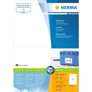 Štítky Premium A4, biely papier 210x148 mm...