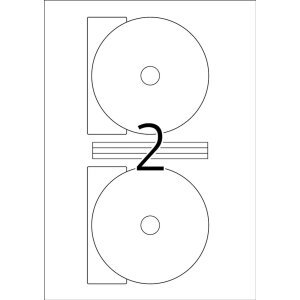 Štítky na CD maxi A4 biele Ø 116 mm papier matný nepriehľadný 200 kusov