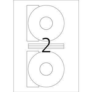 Štítky na CD A4 biele Ø 116 mm papier matný nepriehľadný 200 kusov