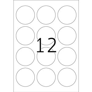 Etikety A4 biele Ø 60 mm okrúhle Movables snímateľný papier matný 1200 ks.