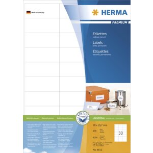 Etikety Premium A4, biely papier 70x29,7 mm matný...