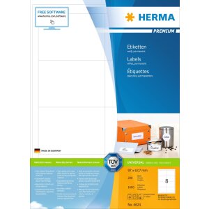 Etikety Premium A4, biely papier 97x67,7 mm matný...