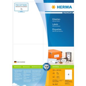 Štítky Premium A4, biely papier 105x148 mm...