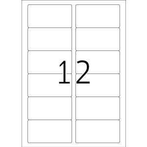 Adresné štítky Premium A4, biely 88,9x46,6 mm matný papier 1200 ks.