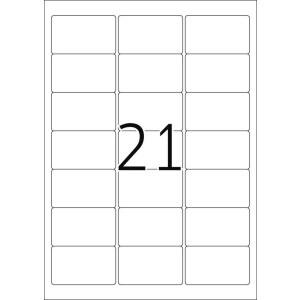 Adresné štítky Premium A4, biely papier 63,5x38,1 mm matný 2100 ks.