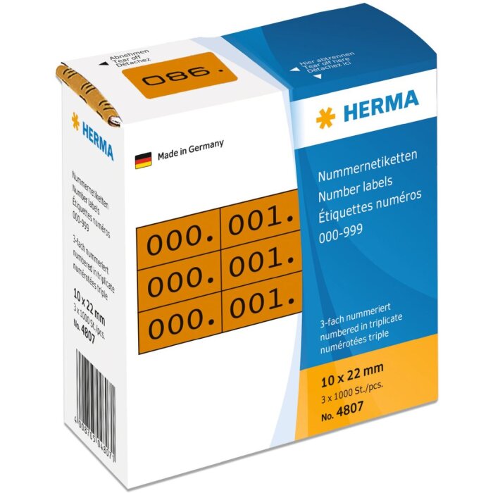 Trojité samolepiace štítky s číslami 10x22 mm hnedo-čierne