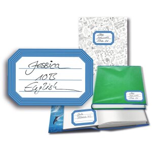 Školské štítky HERMA s neutrálnym modrým okrajom 82x55 mm