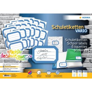 Školské štítky HERMA s neutrálnym modrým okrajom 82x55 mm