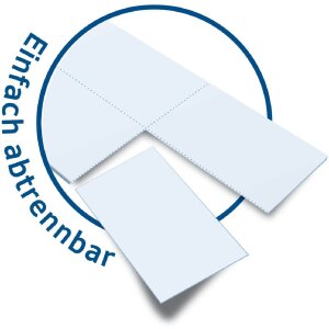 Visačky odolné proti roztrhnutiu A4 52,5x93,5 mm biely papier-fólia-papier perforovaný nelepiaci 1200 ks.