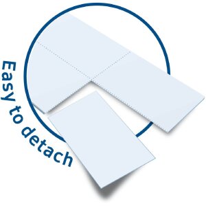 Visačky odolné proti roztrhnutiu A4 52,5x93,5 mm biely papier-fólia-papier perforovaný nelepiaci 1200 ks.