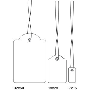 Visačky 7x15 mm s niťou červené 1000 ks.