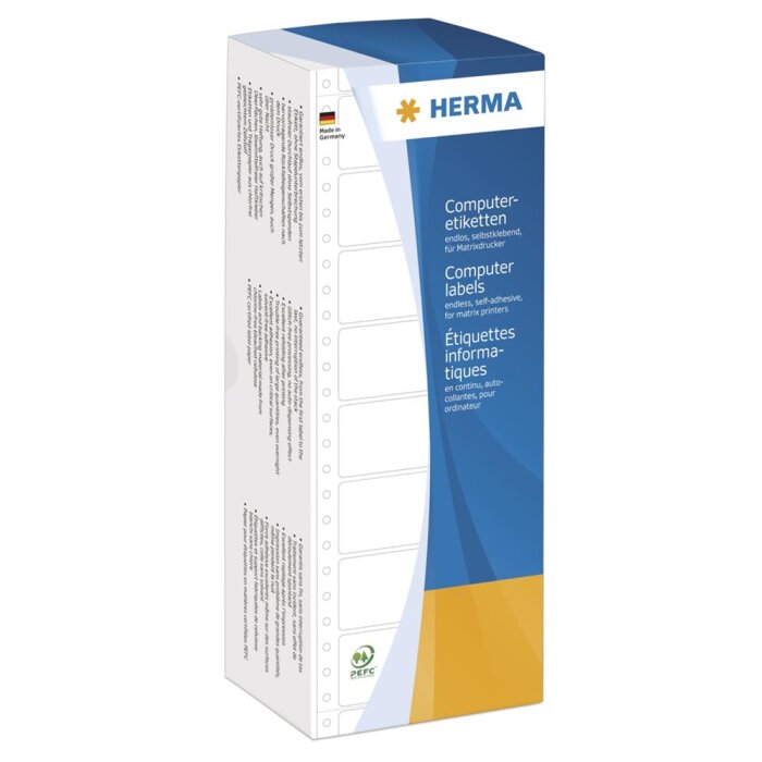 Počítačové štítky biele 101,6x48,4 mm perforovaný papier matný 3000 ks.