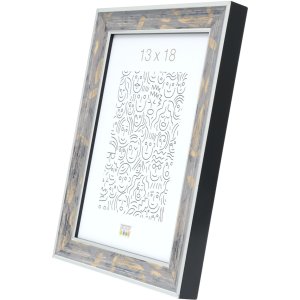 S40JE7 Drevený rám v sivej farbe so zlatými a tmavosivými tónmi 18x24 cm