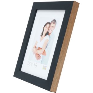 S46JH2 Drevený rám v čiernej farbe s okrajom vo farbe dreva 13x18 cm