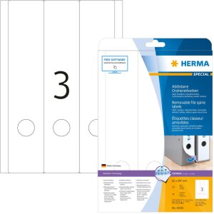 Štítky na zakladače A4 biele 61x297 mm...