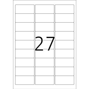 Štítky A4 biele 63,5x29,6 mm Pohyblivý snímateľný papier matný 2700 ks.