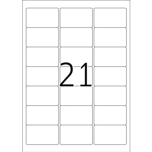 Adresné štítky A4 biele 63,5x38,1 mm matný papier 2100 ks.