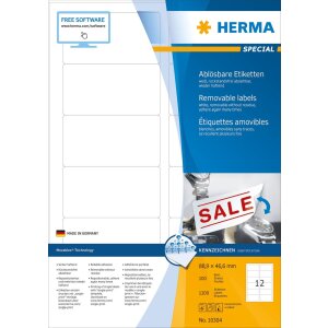 Etikety A4 biela 88,9x46,6 mm Pohyblivý...