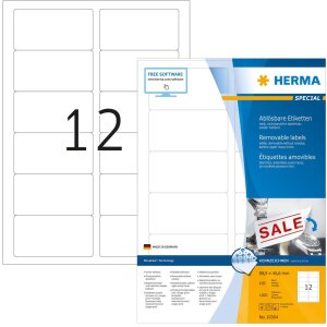 Etikety A4 biela 88,9x46,6 mm Pohyblivý snímateľný papier matný 1200 ks.