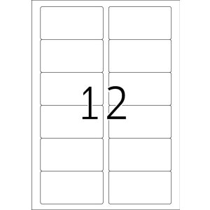 Etikety A4 biela 88,9x46,6 mm Pohyblivý snímateľný papier matný 1200 ks.