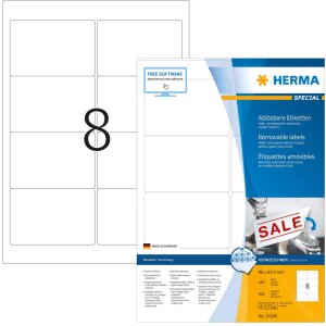 Etikety A4 biela 96x63,5 mm Pohyblivý snímateľný papier matný 800 ks.
