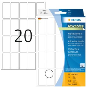 Viacúčelové etikety biele 19x40 mm...
