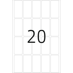 Viacúčelové etikety biele 19x40 mm Pohyblivý snímateľný papier matný 640 ks.